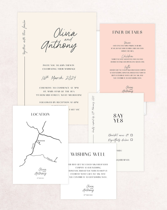 Malibu Five Card Wedding Invitation Suite