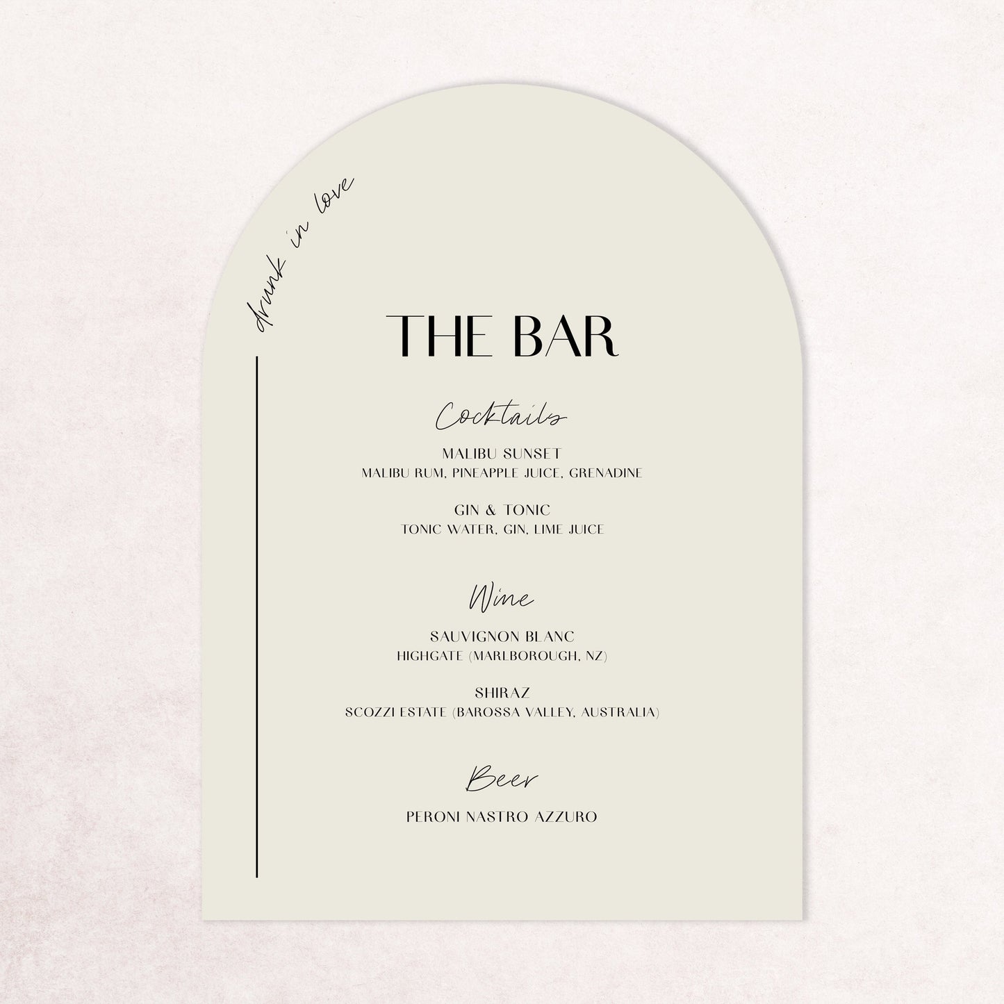 Malibu Drinks Menu - Medium