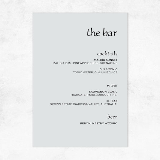 Melbourne Drinks Menu Sign - Medium