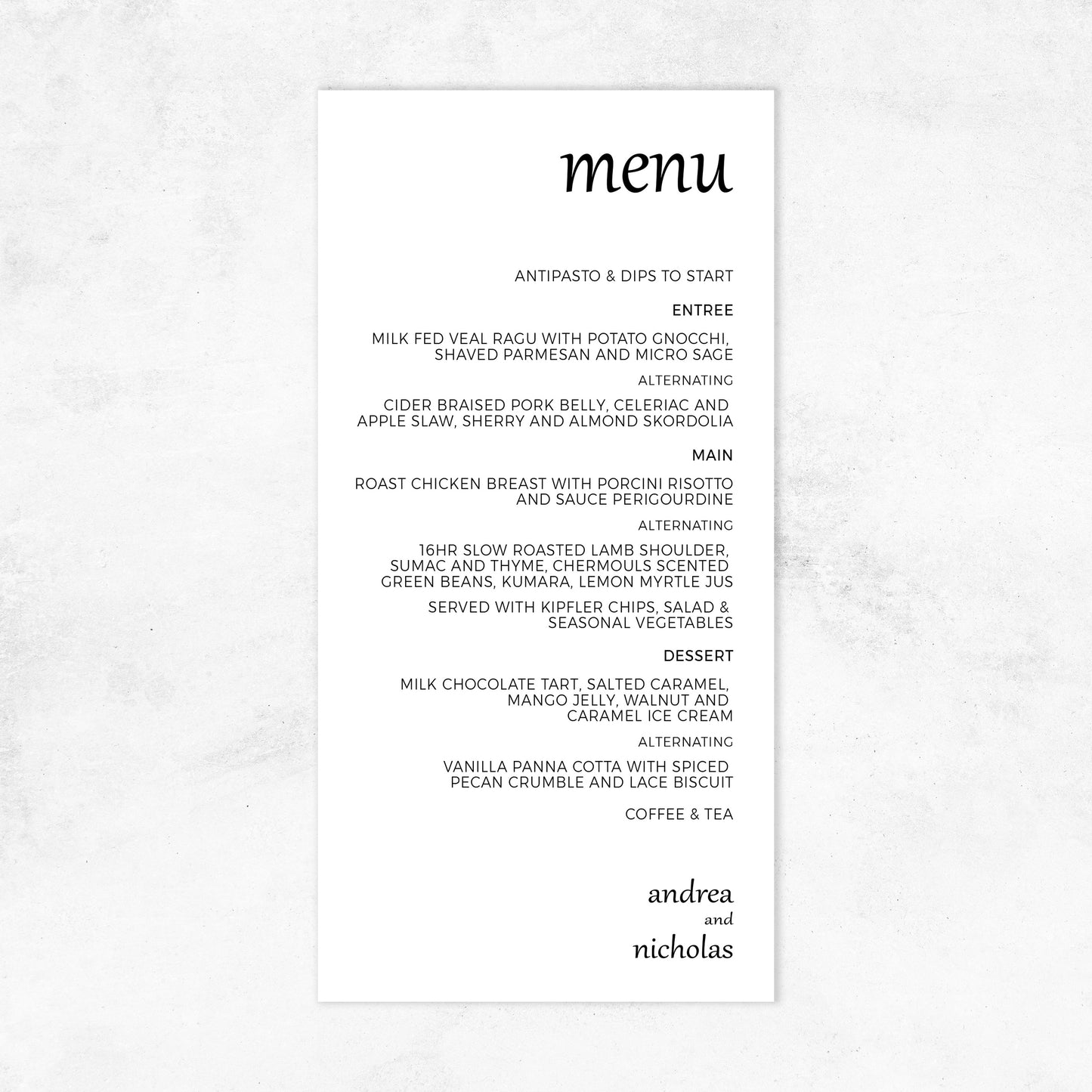 Melbourne Food Menu