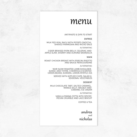 Melbourne Food Menu