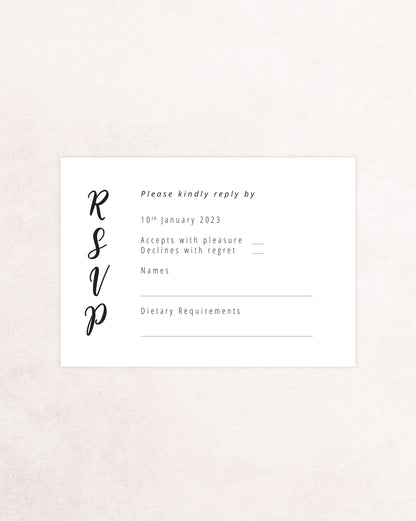 Moonlight Three Card Wedding Invitation Suite