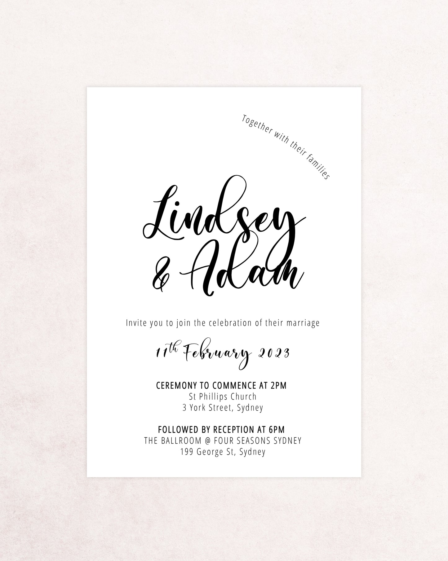 Moonlight Three Card Wedding Invitation Suite