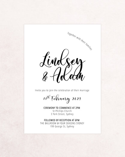 Moonlight Three Card Wedding Invitation Suite