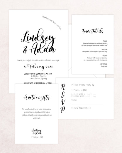 Moonlight Four Card Wedding Invitation Suite