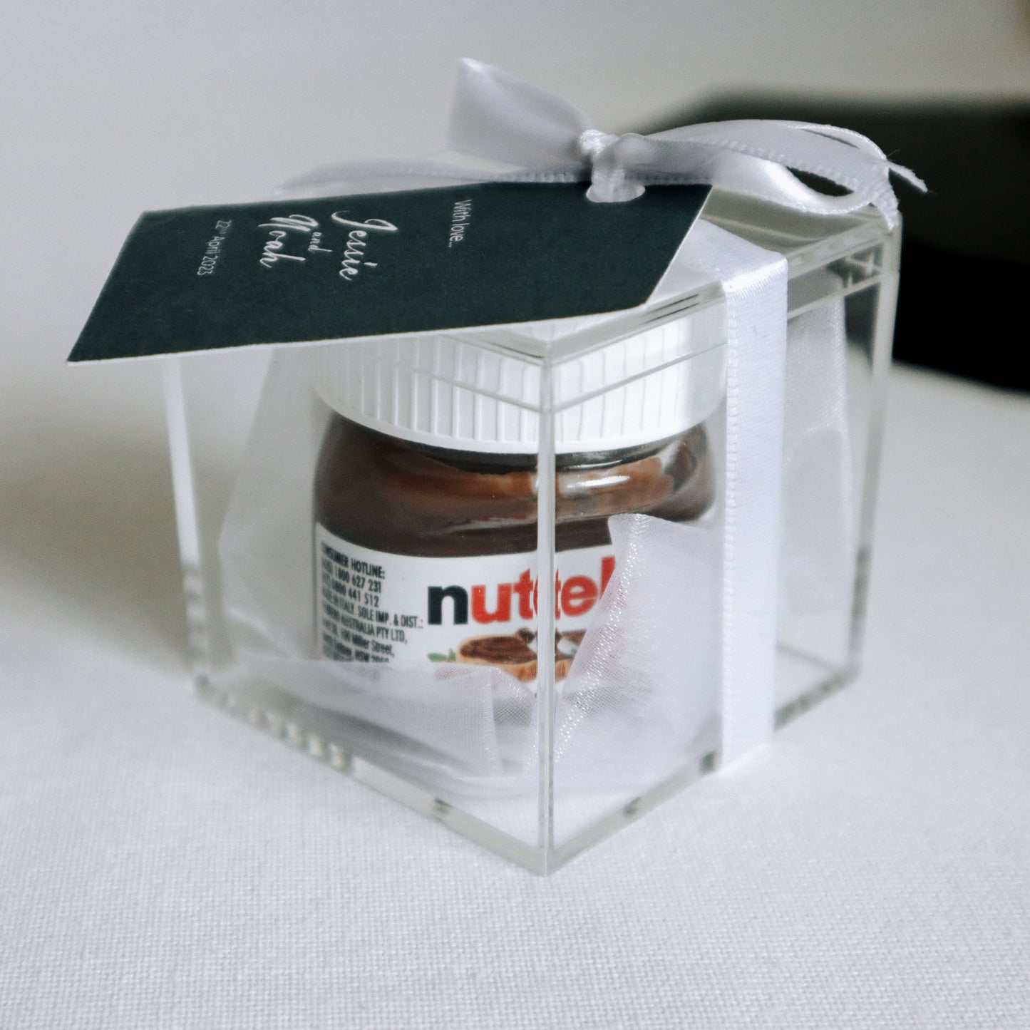 Mini Nutella Bonbonniere Favour in Acrylic Box