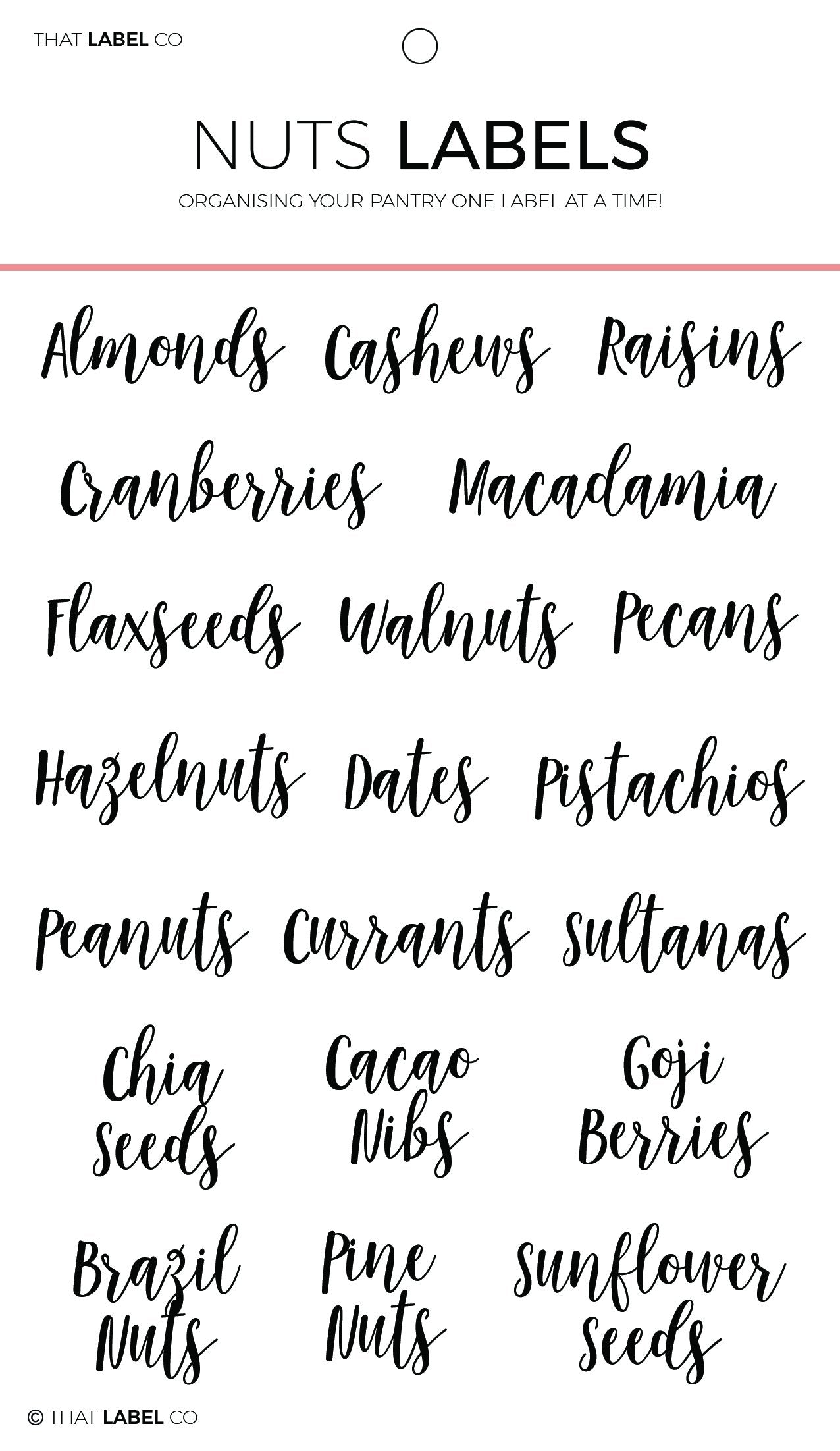Nuts Organising Label Packs by That Label Co