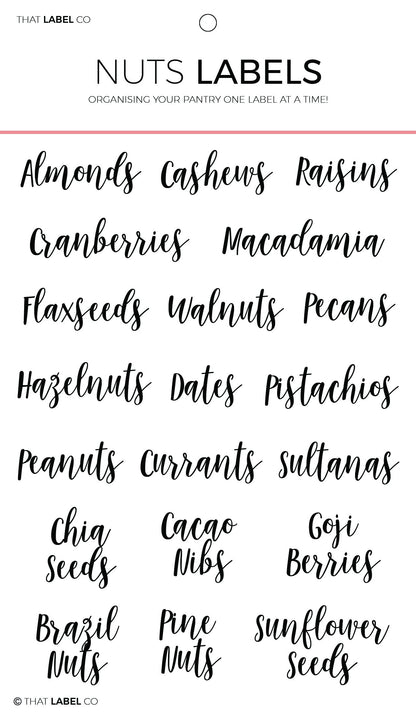 Nuts Organising Label Packs by That Label Co