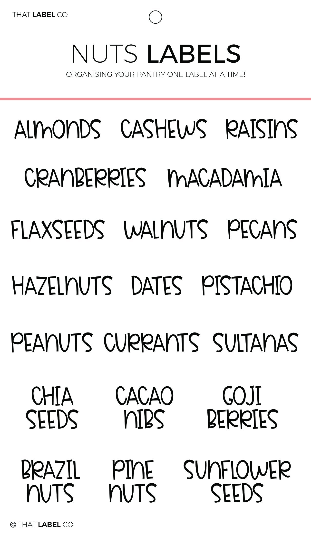 Nuts Organisation Label Pack – The Design Bar Co