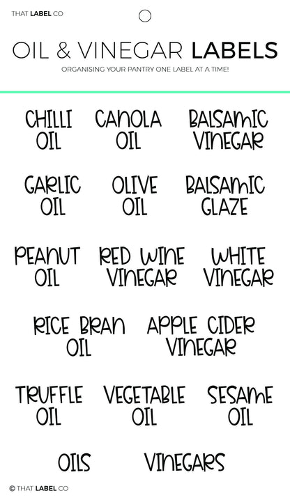 Oil & Vinegar Organising Label Packs by That Label Co
