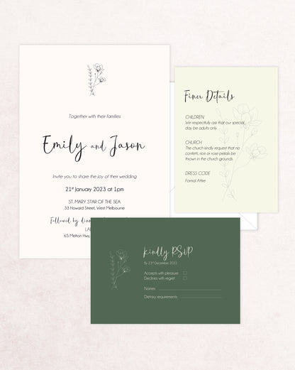 Paris Three Card Wedding Invitation Suite