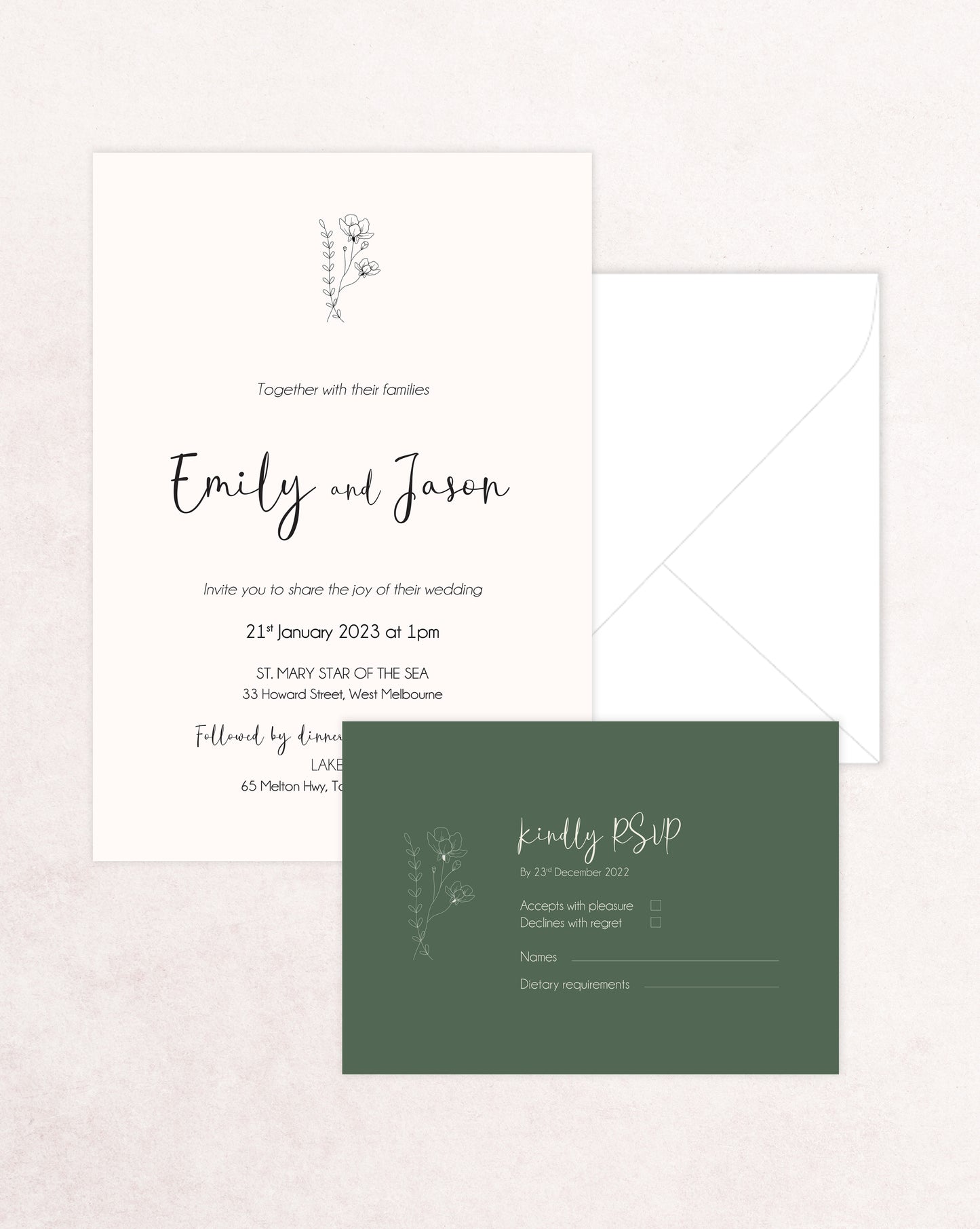 Paris Two Card Wedding Invitation Suite