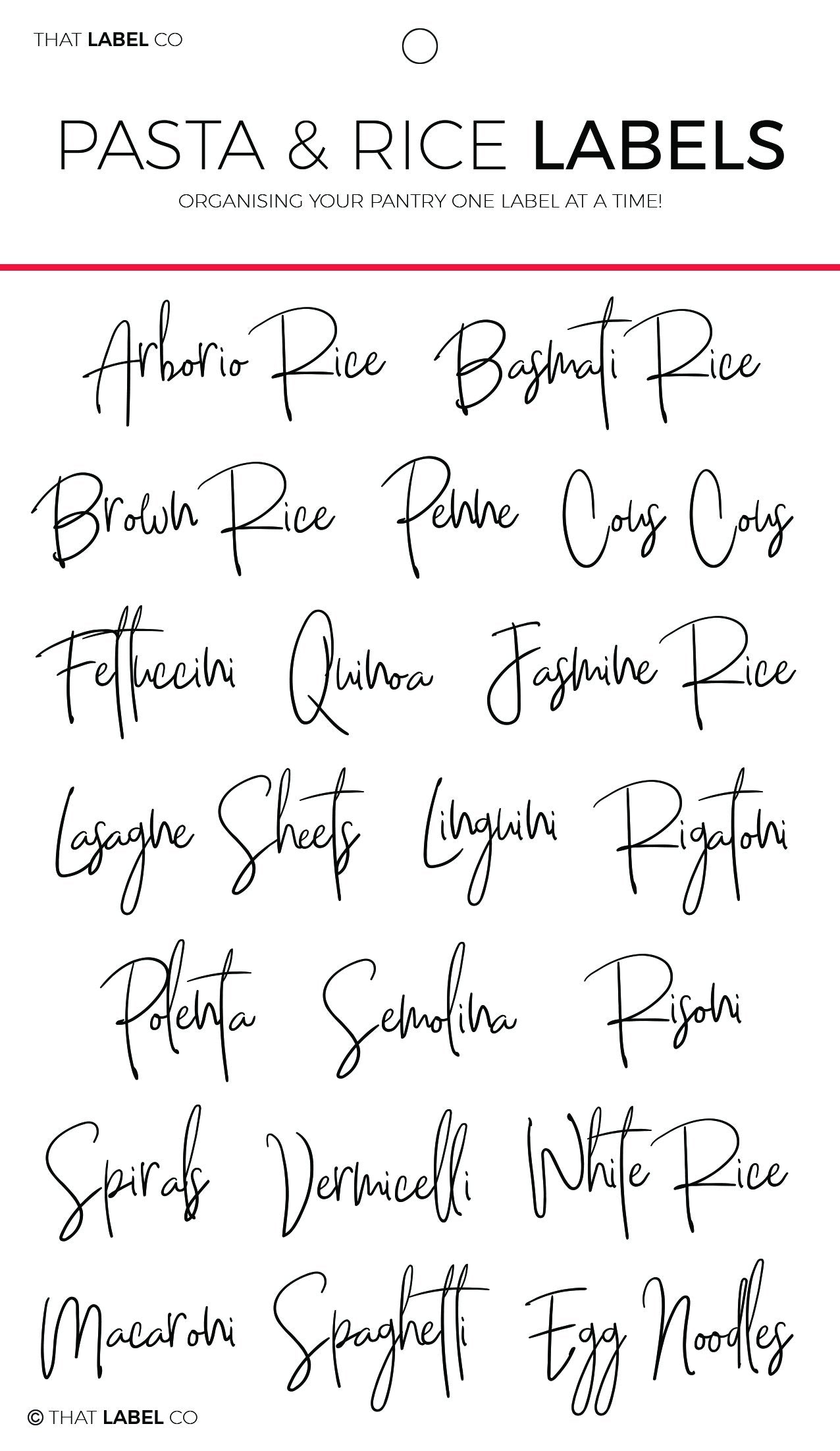 Pasta & Rice Organisation Label Pack – The Design Bar Co