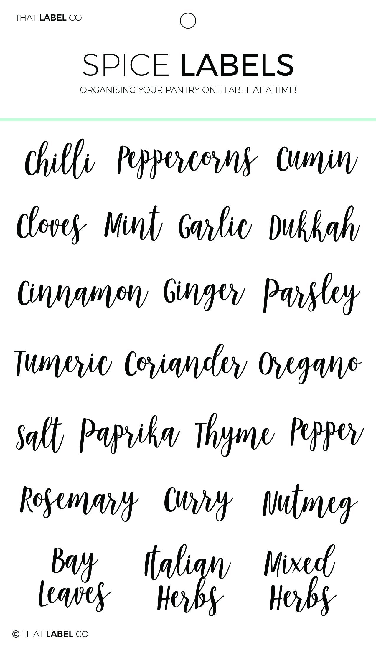 Spices Organising Label Packs by That Label Co
