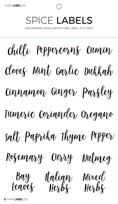 Spices Organising Label Packs by That Label Co