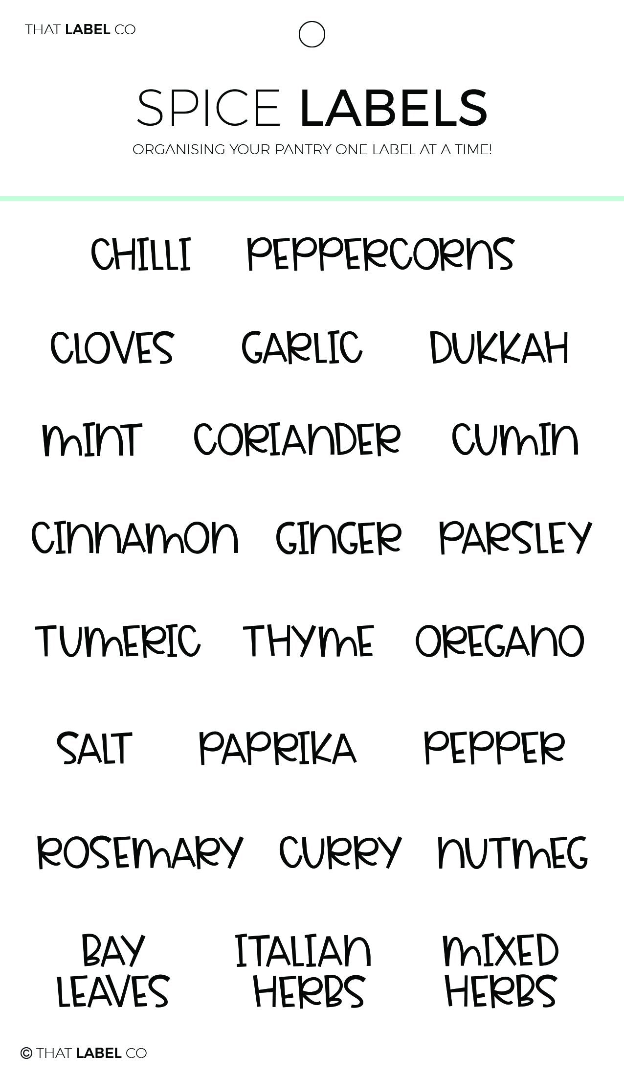 Spices Organising Label Packs by That Label Co