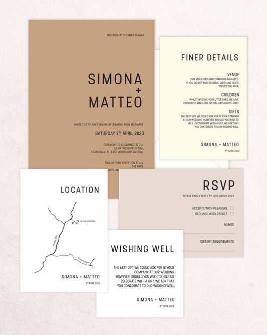 Tuscany Five Card Wedding Invitation Suite