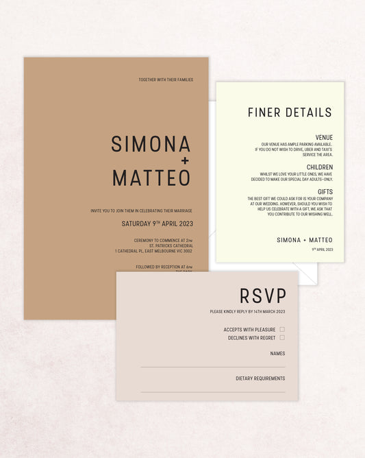Tuscany Three Card Wedding Invitation Suite