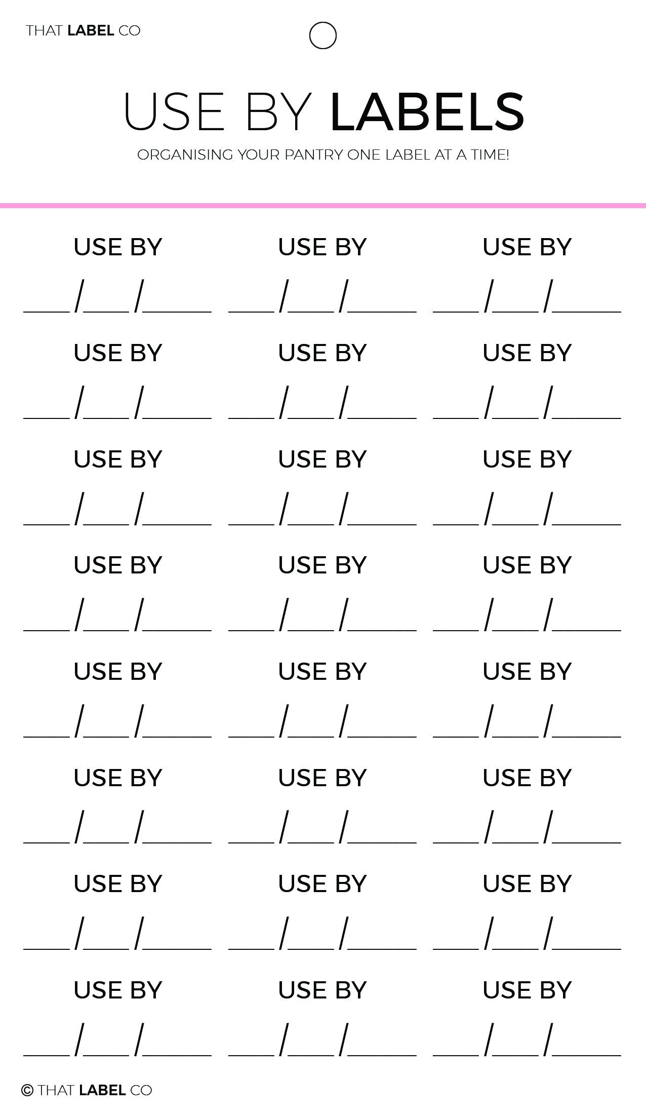 Use By Pantry Organisation Labels by That Label Co